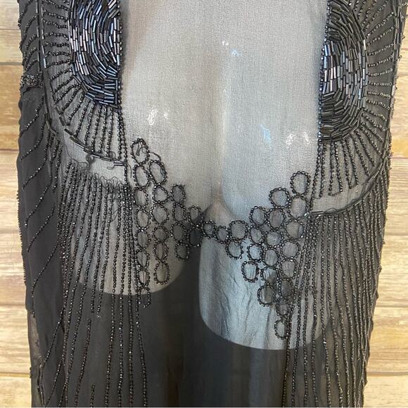 Antique Authentic black beaded 1920s flapper dress size S - Picture 13 of 16
